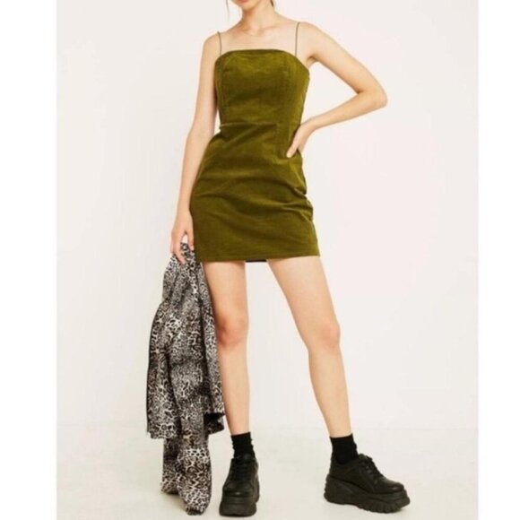 Urban Outfitters Olive Green Corduroy Dress, size 4 - Picture 1 of 4